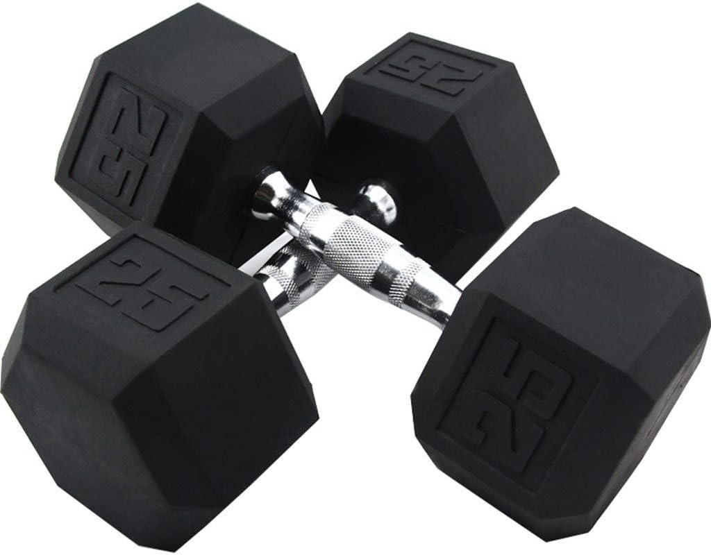 Dumbbells Set Adjustable Fillable Dumbbells Set,Household Hexagonal encapsulated Pure Iron Dumbbell Fitness Equipment, Gym Men and Women Pure Steel Handle Dumbbell (Color : Black 25lb*2)