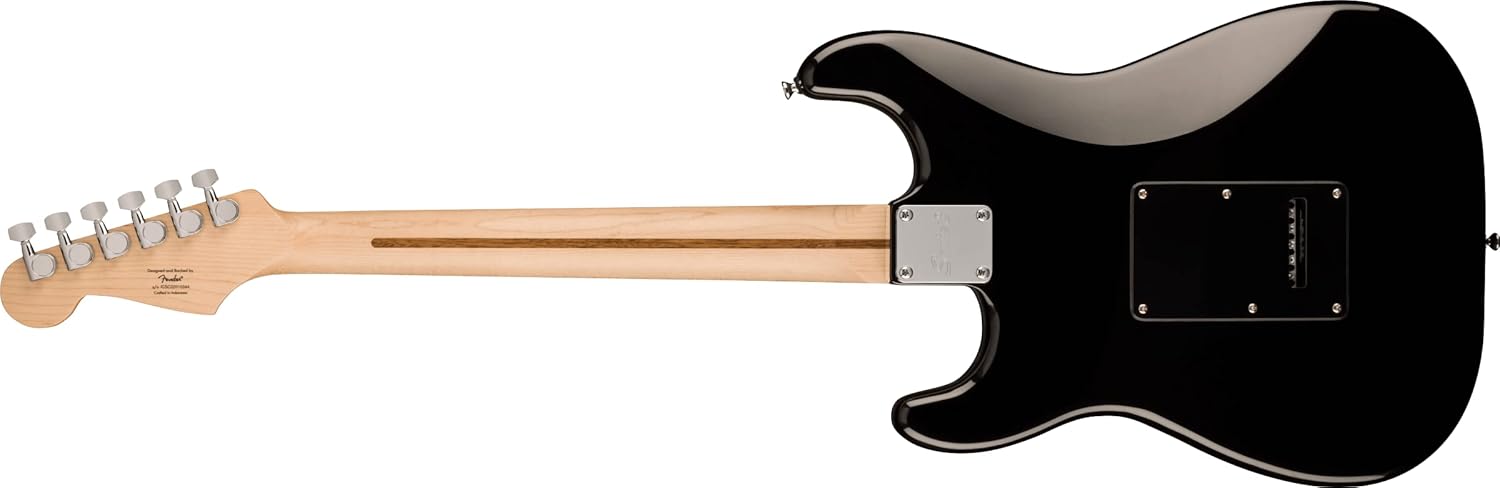 Squire Sonic Stratocaster Electric Guitar, Black, Maple Fingerboard, Black Pickguard