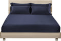 LilySilk 3PC Silk Fitted Sheets Set 100% Mulberry Silk 6A Grade, 2 Silk Pillowcases and 1 Silk Fitted Sheet, 16 Inch Deep Pocket, 19 Momme Silk Bed Sheets Navy Blue, King