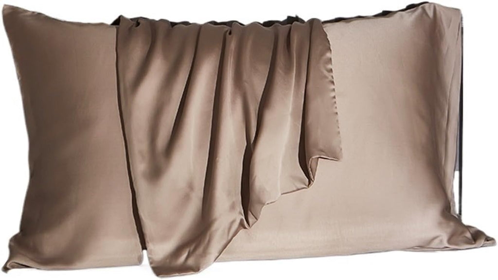 Silk Pillowcase Mulberry Silk Pillow Case Real Silk Protect Skin Pillowcase Bedding Pillow Cases Cover(Dark Green,48x74cm 2pcs)