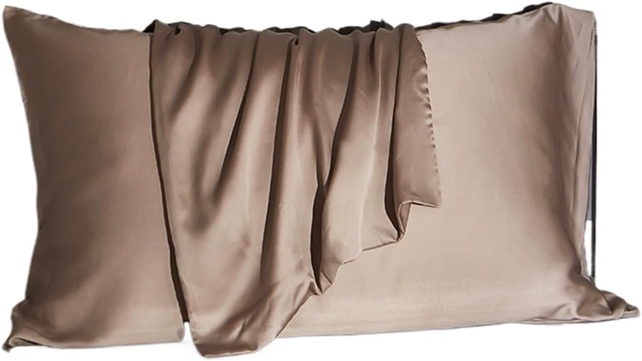 Silk Pillowcase Mulberry Silk Pillow Case Real Silk Protect Skin Pillowcase Bedding Pillow Cases Cover(Dark Green,48x74cm 2pcs)