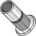 10-24-.130 Flat Head Ribbed Threaded Insert Rivet Nut Aluminum Cleaned and Polished (Pack Qty 1,000) BC-XA-10130S by Korpek