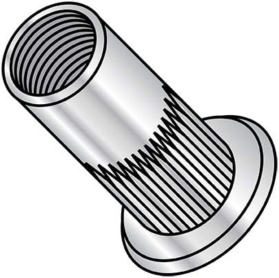 10-24-.130 Flat Head Ribbed Threaded Insert Rivet Nut Aluminum Cleaned and Polished (Pack Qty 1,000) BC-XA-10130S by Korpek