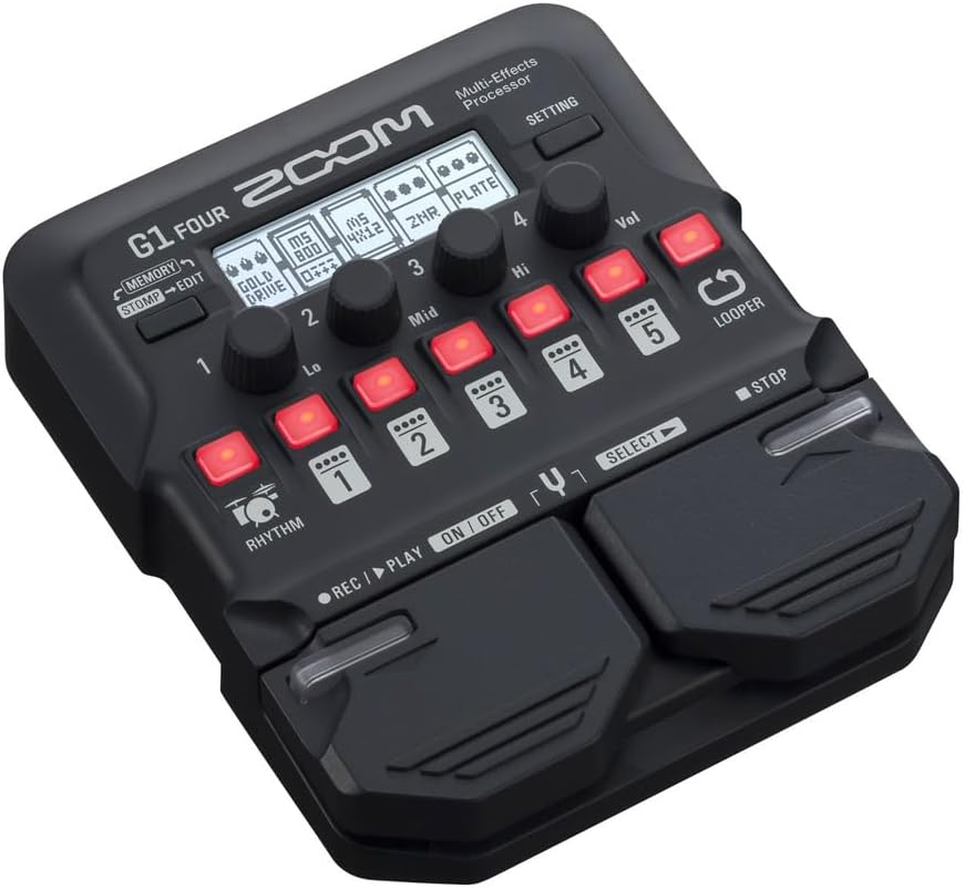 Zoom G1X FOUR Guitar Multi-Effects Processor with Expression Pedal, 70+ Effects & Amp Modeling, Looper, Rhythm Section, Tuner, Battery Powered