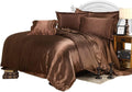 100% Pure Silk Sateen Sheet Set|7 Pc|Fitted Sheet Fits Upto 15' Deep Pocket Mattress|Flat Sheet Fitted Sheet Duvet Pillowcase Set|Wrinkle Free Fade Resistant (California King, Chocolate)