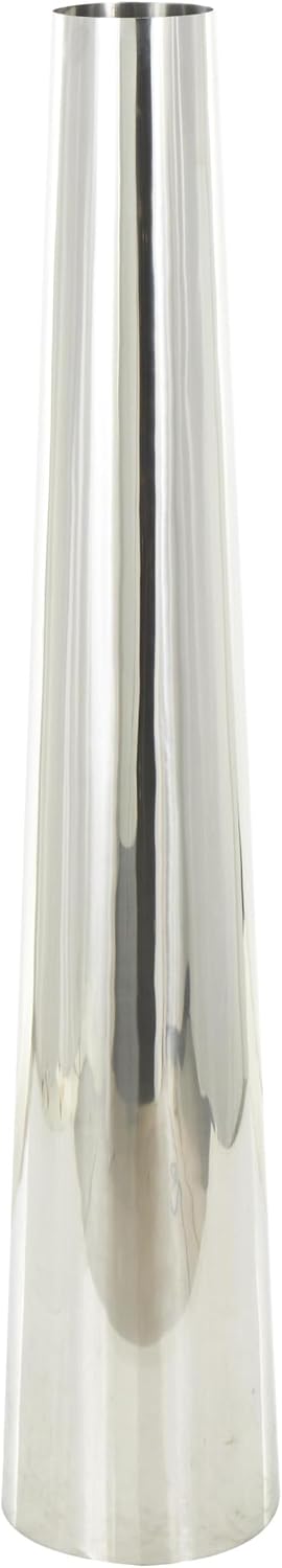 Deco 79 Stainless Steel Metal Decorative Vase Minimalistic Tall Floor Cone Centerpiece Vase, Flower Vase for Home Decoration 9' x 9' x 48', Silver