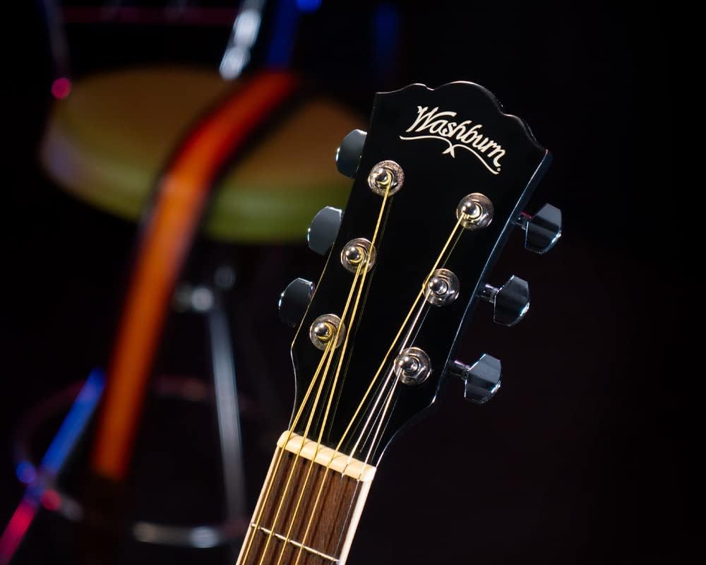 Washburn Vintage Series 6 String Acoustic-Electric Guitar, Right, Tobacco Sunburst (WA90CEVSB)
