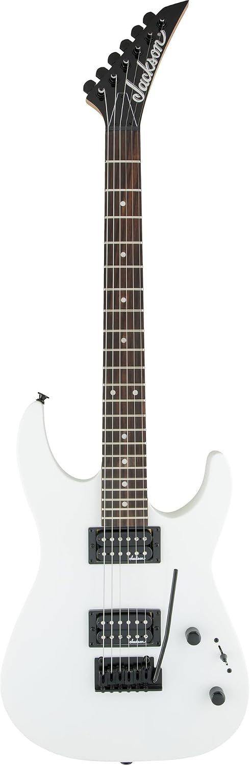 Jackson JS Series Dinky JS11 Electric Guitar - Snow White Bundle with Cable, Tuner, Strap, Picks, and Austin Bazaar Instructional DVD