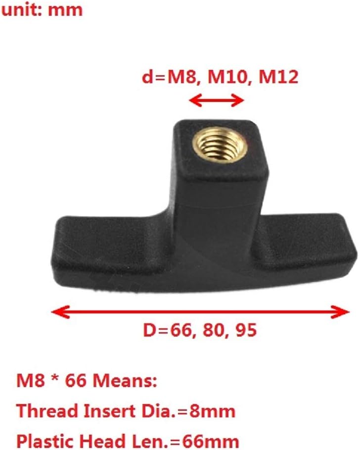 T Shape Plastic Clamping Knob Handle with M8 M10 M12 Female Thread Brass Insert(M12x95(100pcs))