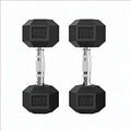 Barbell Coated Super Rubber Hex Dumbbell Weight-5LBS to 50LBS