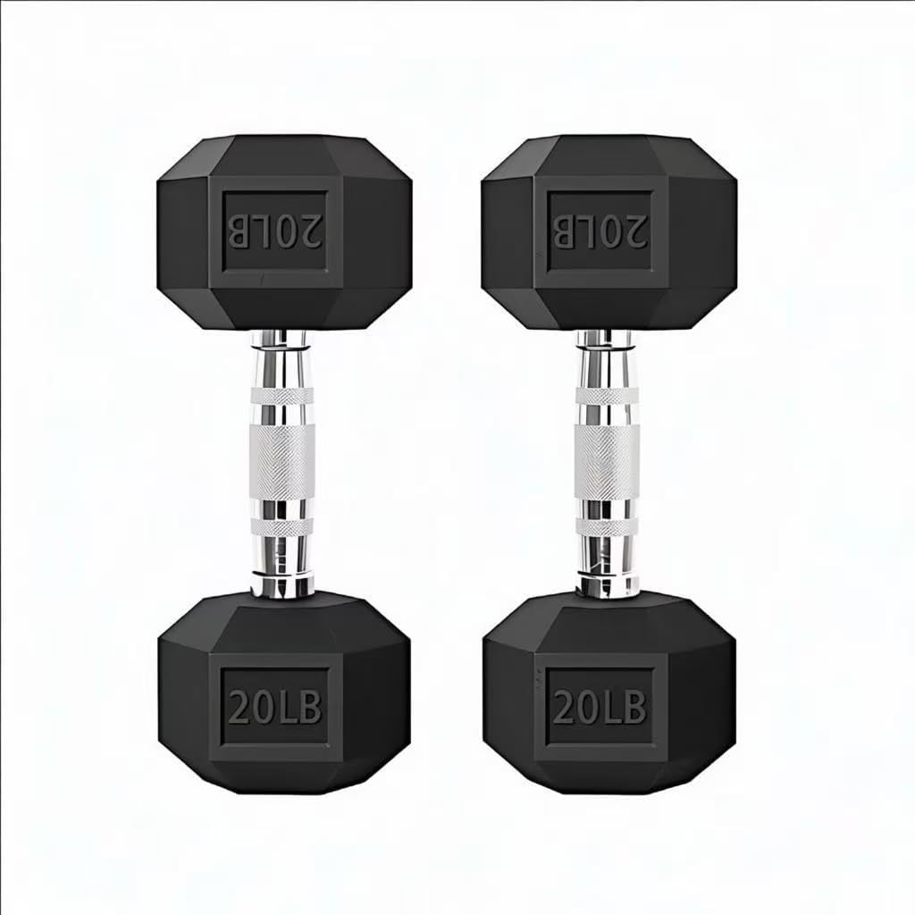 Barbell Coated Super Rubber Hex Dumbbell Weight-5LBS to 50LBS