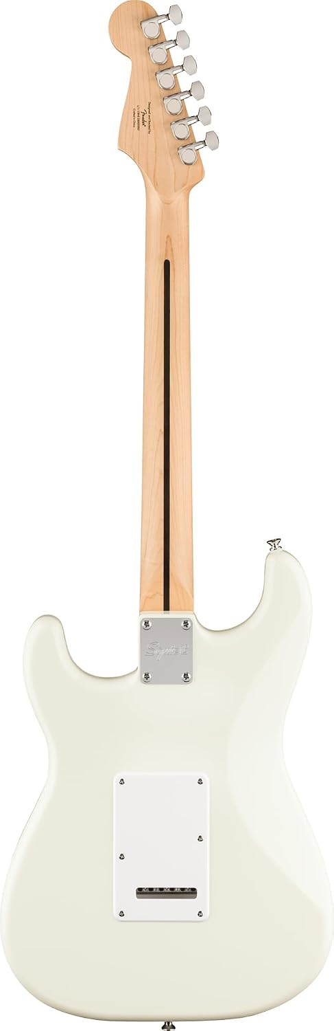 Fender Squier Sonic Stratocaster - Arctic White Bundle with Mustang Micro Headphone Amplifier, Cable, Tuner, Strap, Picks, and Austin Bazaar Instructional Video