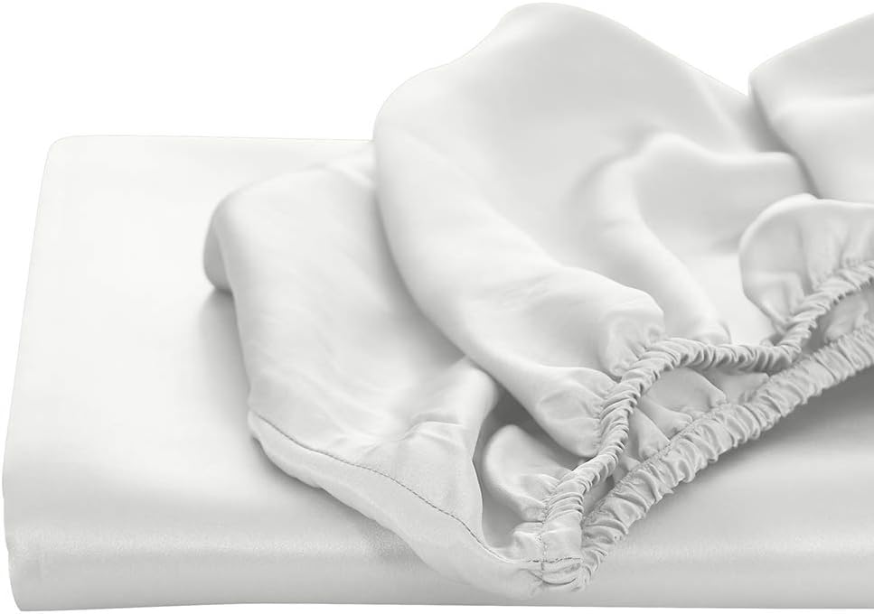 Orose Silk Fitted Bottom Sheet-100% Natural Mulberry Silk,Hypoallergenic,19 Momme,Seamless,Deep Pocket(16'),1pc (Ivory, Full)