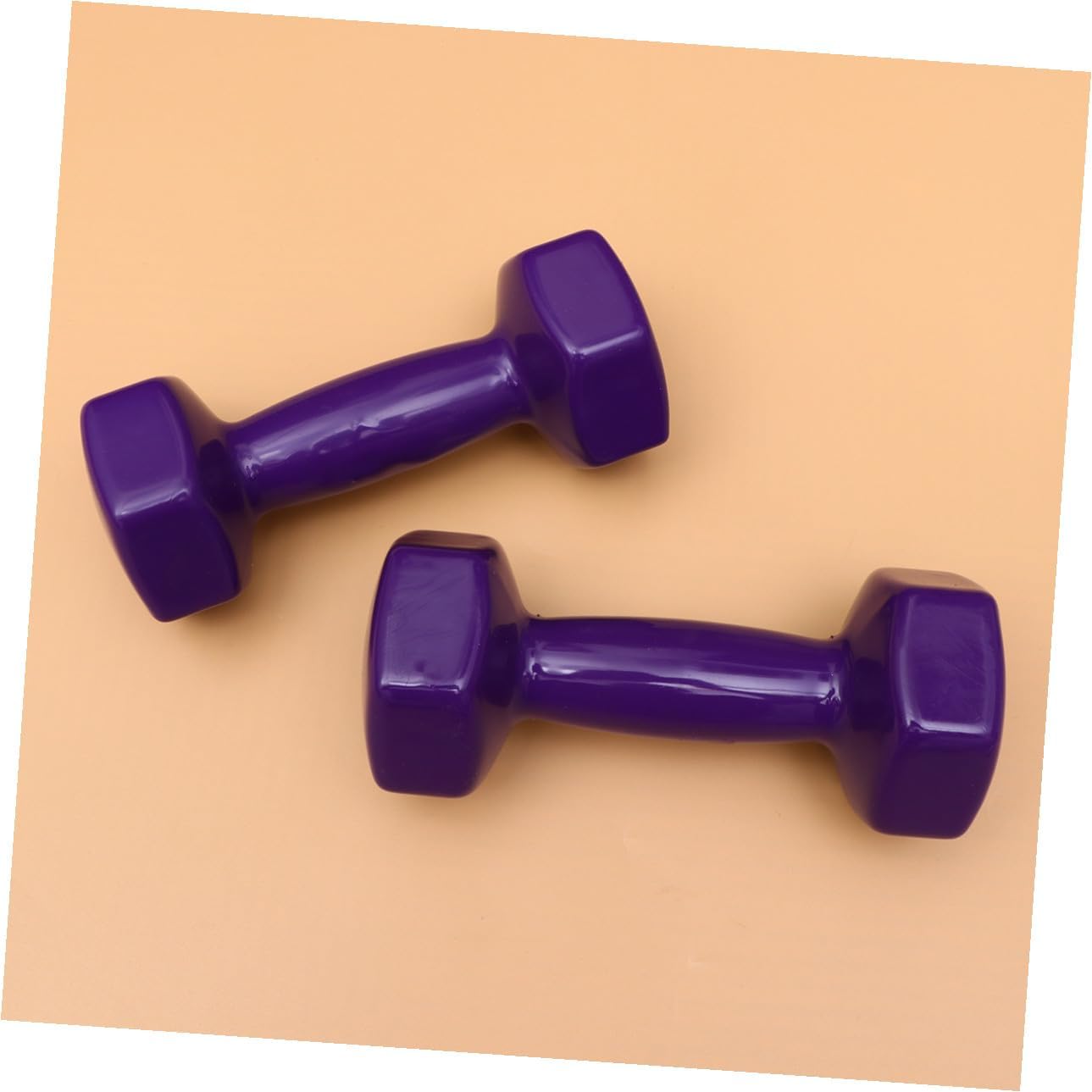 2PCS Plastic Dipped Cast Iron Dumbbells Each Non-slip Hand Weights for Women and Men Unisex Fitness Equipment Gym Training Muscle Strengthening Purple
