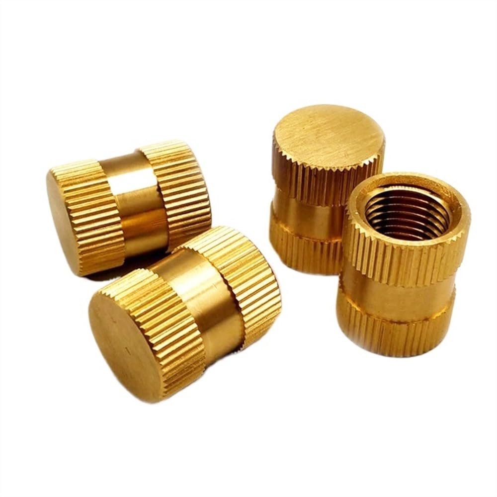 25pcs Type B Solid Brass Knurl Thread Insert Nuts for M3 M4 M5 M6 M8 - Durable Embedded Nutserts for Metal use(10mmxM4x5.2mm)