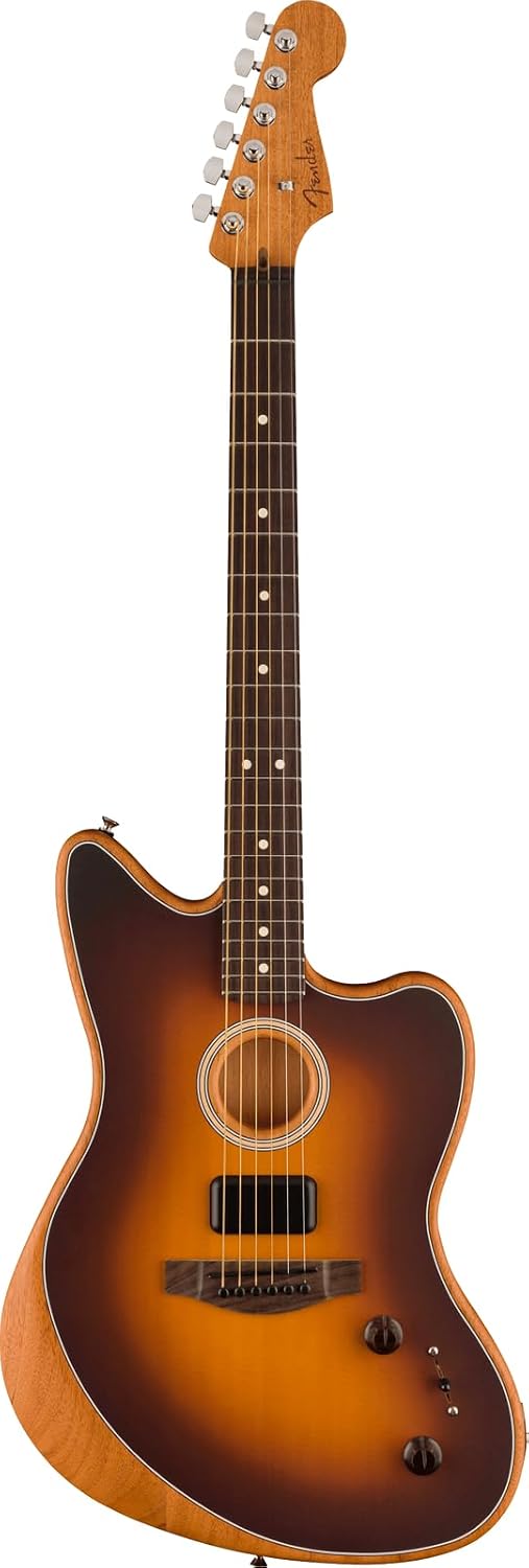 Fender Acoustasonic Player Jazzmaster Acoustic Electric Guitar, with 2-Year Warranty, 2-Color Sunburst, Rosewood Fingerboard, with Gig Bag