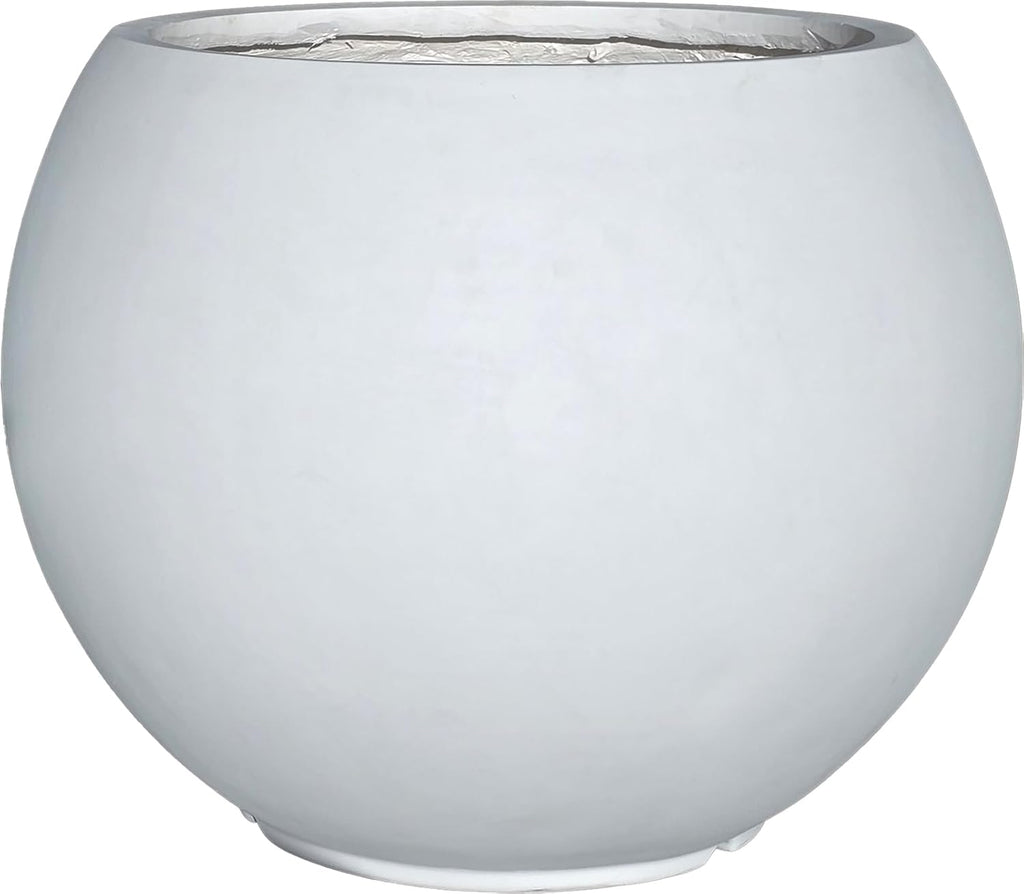 Panlaolao 17 H x 21' Dia (15' Pot Opening) Round Fiberstone Planter with Drainage Hole, White, Indoor/Outdoor Large Plant Pot for Home Patio Garden, Ideal for Large Plants
