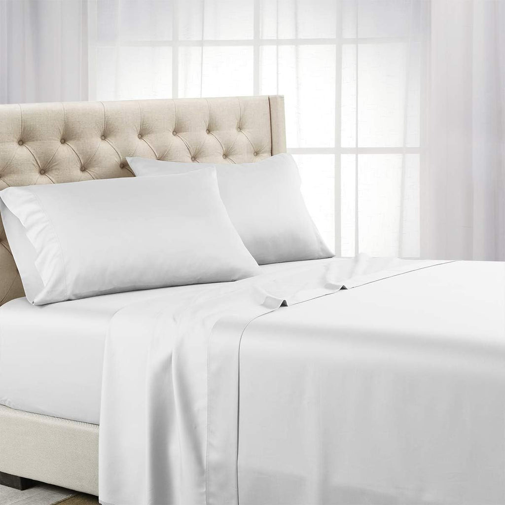 Royal Hotel Bedding ABRIPEDIC Tencel Sheets, 600 Thread Count Silky Soft and Naturally Pure Fabric, 100% Woven Tencel Lyocell Sheet Set, 3PC Set, Twin-XL Size, White