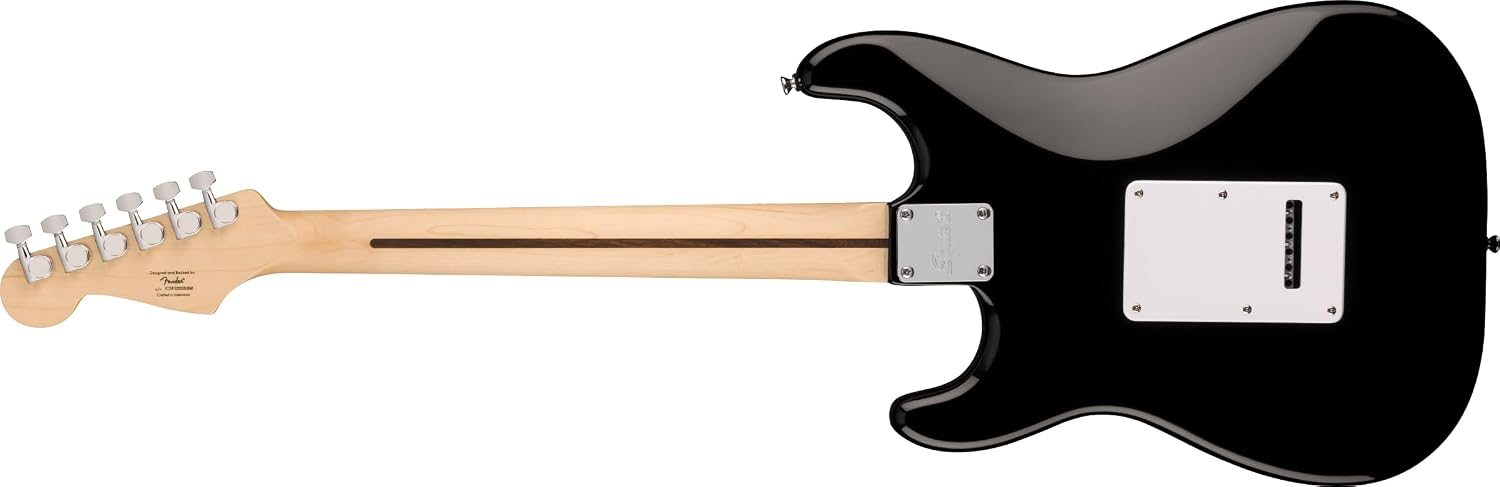 Squire Sonic Stratocaster Electric Guitar, Black, Maple Fingerboard, White Pickguard