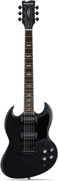 WestCreek RACER Solid Body Electric Guitar, Double Cut guitar, Rounded End Frets, Bone nut, Rosewood Fingerboard, Mahogany Body (Matte Black)