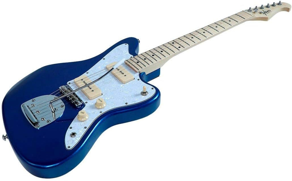 Monoprice Indio Series, 6-String Offset DLX Plus Alder Electric Guitar - Right Handed, With Gig Bag, Blue, OS40