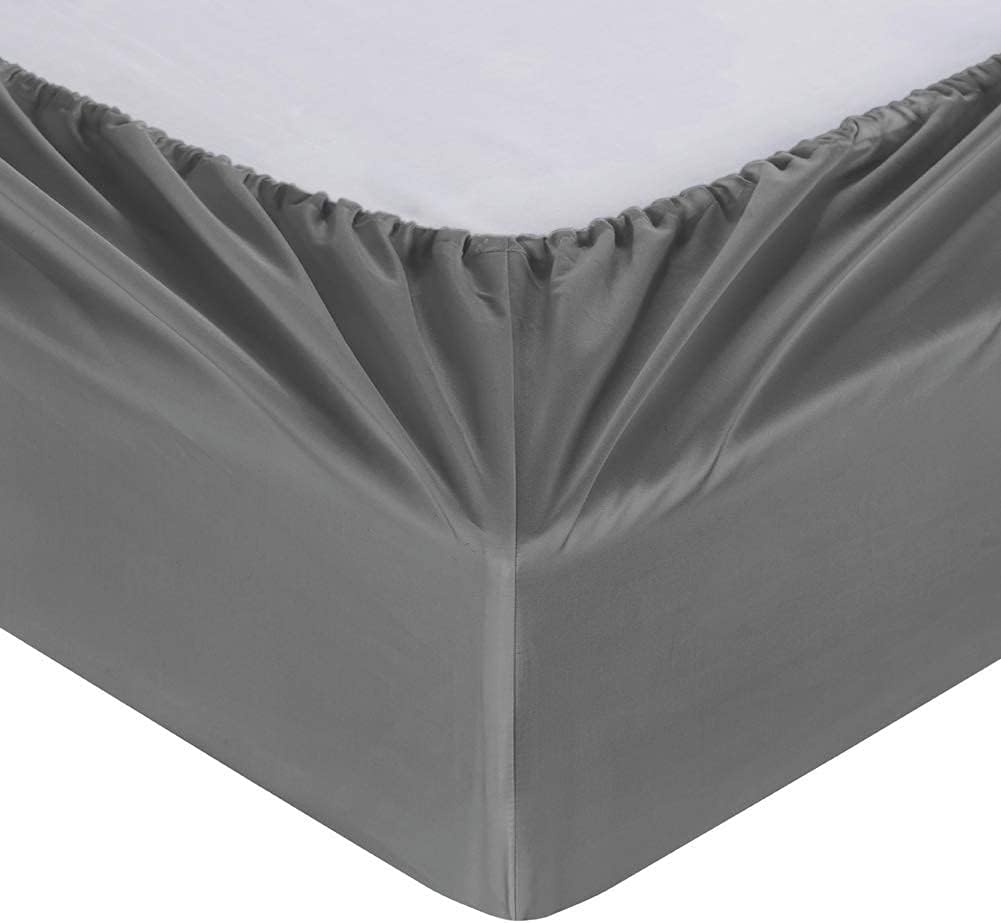 100% Supima Cotton Sheets 600 Thread Count,Full Size Bed Sheet Set 4 Pieces,Soft & Silky Sateen Weave, Fits Mattress Up to 18'',Deep Pocket, Breathable & Fade Resistant (Dark Grey, Full)