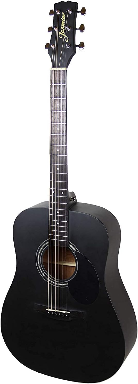 Jasmine 6 String Acoustic Guitar, Right, Black, (S35-B)