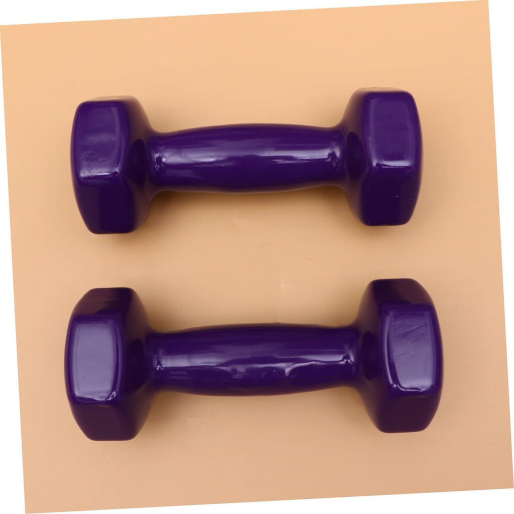 KOMBIUDA 2PCS Purple Plastic Dipping Cast Iron Dumbbells Non-slip Hand Weights Fitness Equipment for Men Women Home Gym Strength Training and Muscle Toning