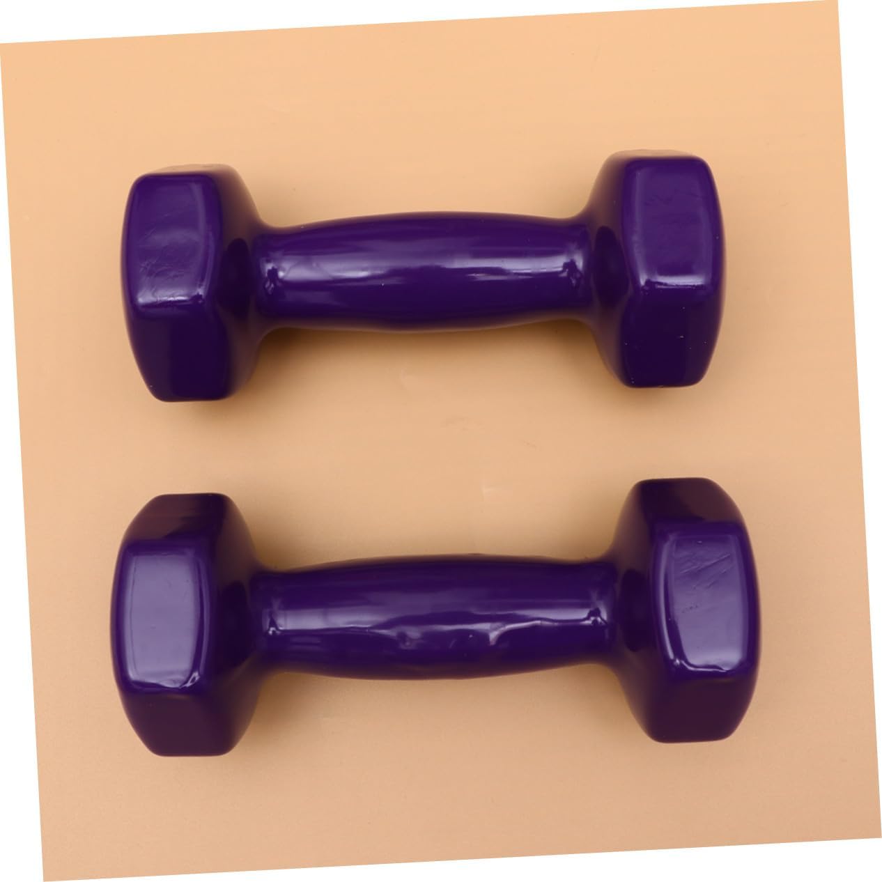 KOMBIUDA 2PCS Purple Plastic Dipping Cast Iron Dumbbells Non-slip Hand Weights Fitness Equipment for Men Women Home Gym Strength Training and Muscle Toning