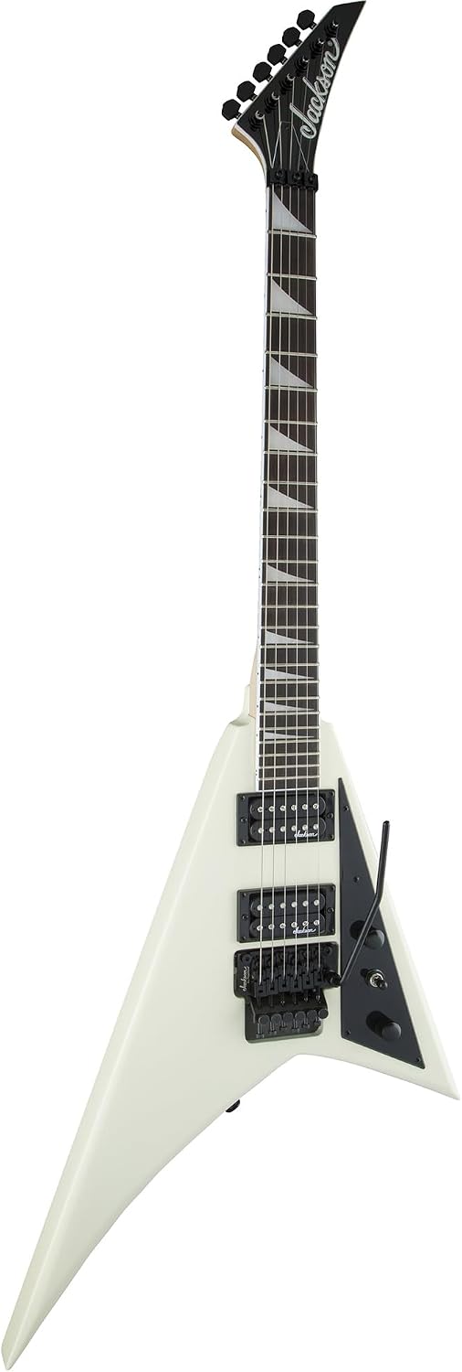 Jackson Rhoads JS32 Electric Guitar - Ivory Bundle with Cable, Tuner, Strap, Picks, and Austin Bazaar Guitar DVD
