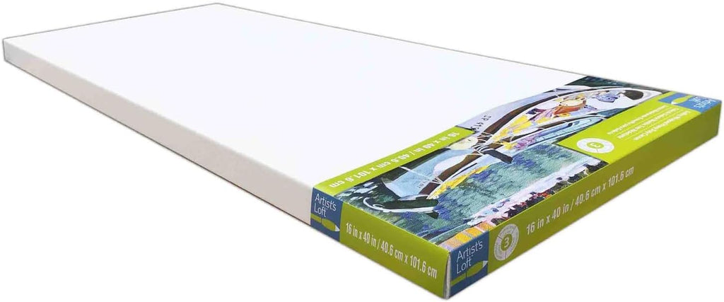 Artist's Loft 16' x 40' Level 3 Gallery Wrapped Heavy Duty Canvas - Archival, Acid Free Cotton Canvas for Acrylic and Oil Paint - Bulk 6 Pack