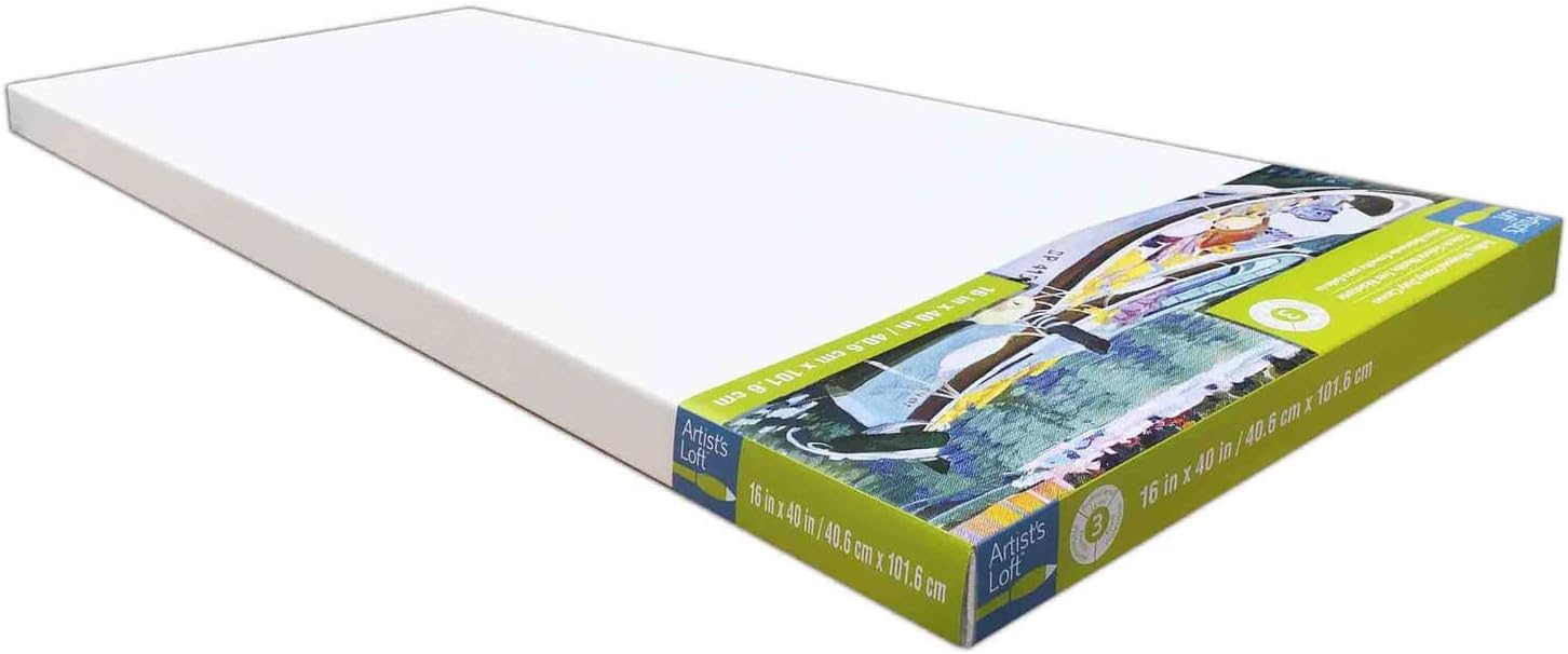 Artist's Loft 16' x 40' Level 3 Gallery Wrapped Heavy Duty Canvas - Archival, Acid Free Cotton Canvas for Acrylic and Oil Paint - Bulk 6 Pack