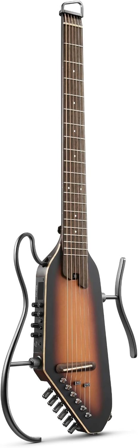 Donner Acoustic Electric Guitar HUSH I PRO Travel Guitar with Multiple Effect Modes Smart Guitarra Kit of Earphone, Gig Bag, Strap, Charging Cable, Sunburst