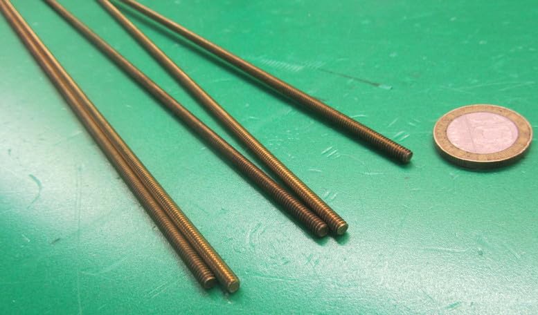 Brass Fully Threaded Round Rod, RH, 6-32 Diameter x 24' Length, 5 Pcs.