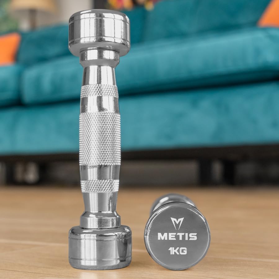 METIS Chrome Dumbbell Weights [Pair] - Pair of Dumbbell Hand Weights [2lb - 22lb] | Exercise & Fitness Dumbbells | Steel Weights Dumbbells Set | Strength Training Equipment