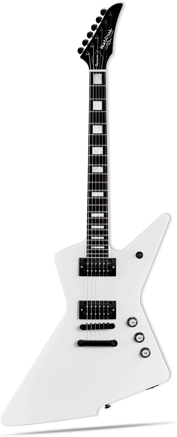 WestCreek Revenge Solid Body Electric Guitar, Heavy Metal Guitar, Right Handed, Heavy Metal Pickups, Rounded End Jumbo Frets, Bone nut, Rosewood Fretboard, Mahogany Body (White)…