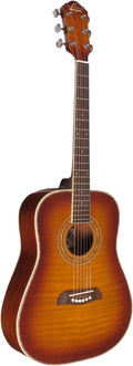 Oscar Schmidt OG1FYS-A-U 3/4 Size Dreadnought Acoustic Guitar (High Gloss) Flame Yellow Sunburst