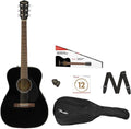 Fender CC-60s Concert V2 Pack Acoustic Guitar, with 2-Year Warranty, Black, with Gig Bag and Accessories