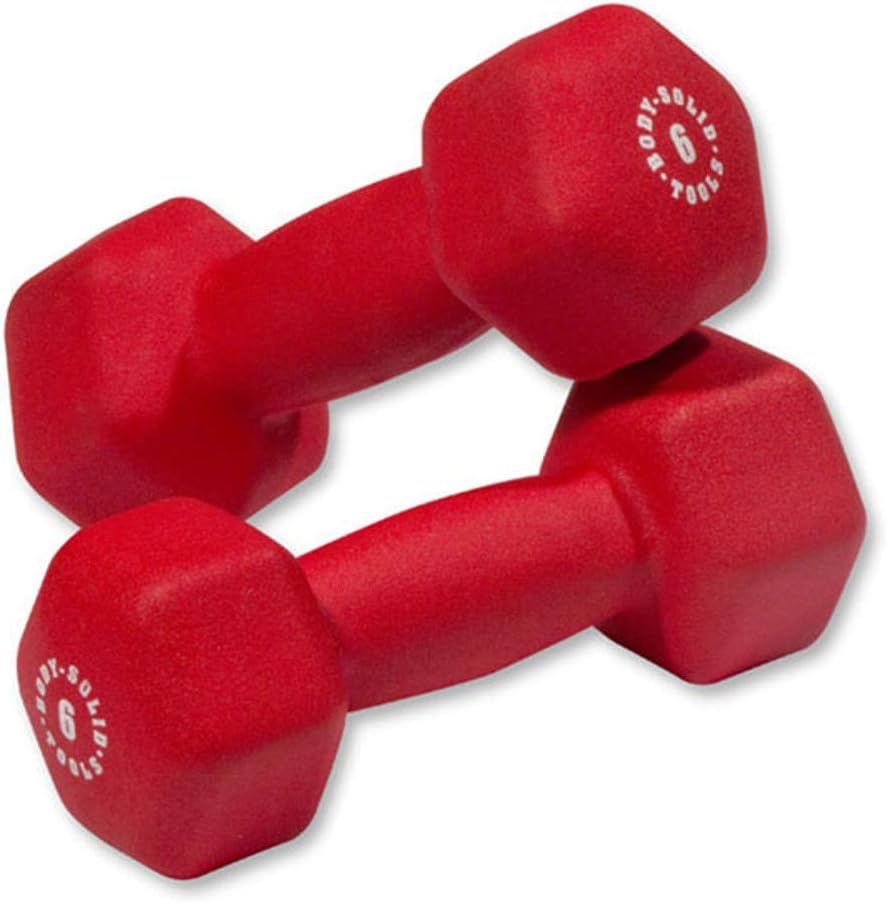 Body-Solid Tools (BSTVDS110) Vinyl Dumbbell for Weight and Aerobic Training, Pilates & Physical Therapy, Hand Weights Set for Women, Free Weights Hex End Dumbbells, 1-10lbs. Set