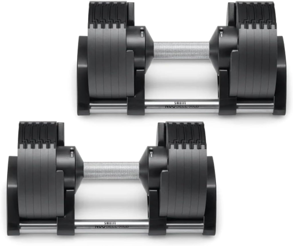 SMRTFT NUOBELL Adjustable Dumbbells 5–100 lb Set | Original NUOBELL | 26 Weights in 1 for Home Gym Strength Training | Steel-Knurled Handle | Space-Saving Dumbbell Set of 2 | 2-Year Warranty