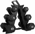WF Athletic Supply Black Neoprene Dumbbell Set, Non-Slip & Hex Shape, Great for Muscle Toning, Strength Building & Weight Loss; Sizes, Dumbbells Only & w/Rack Options Available