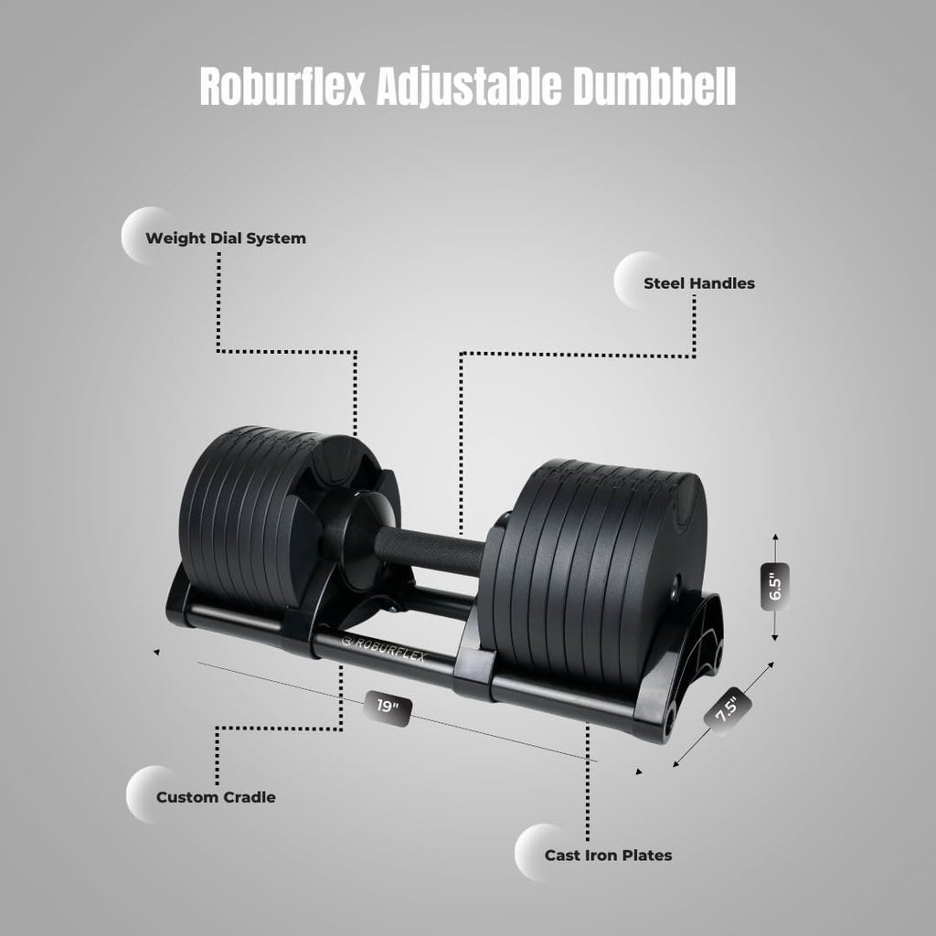 Adjustable Dumbbell (Single) 5-40/80lb, 5lb Increments, for Home Gym Fitness - Upto 20 weight settings