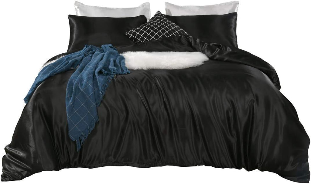 Yarns of Cotton 3 PC All Season Silky Super Soft Comforter Set Luxurious Bedding Set - (1 Comforter, 2 Pillow Cases) King/Black