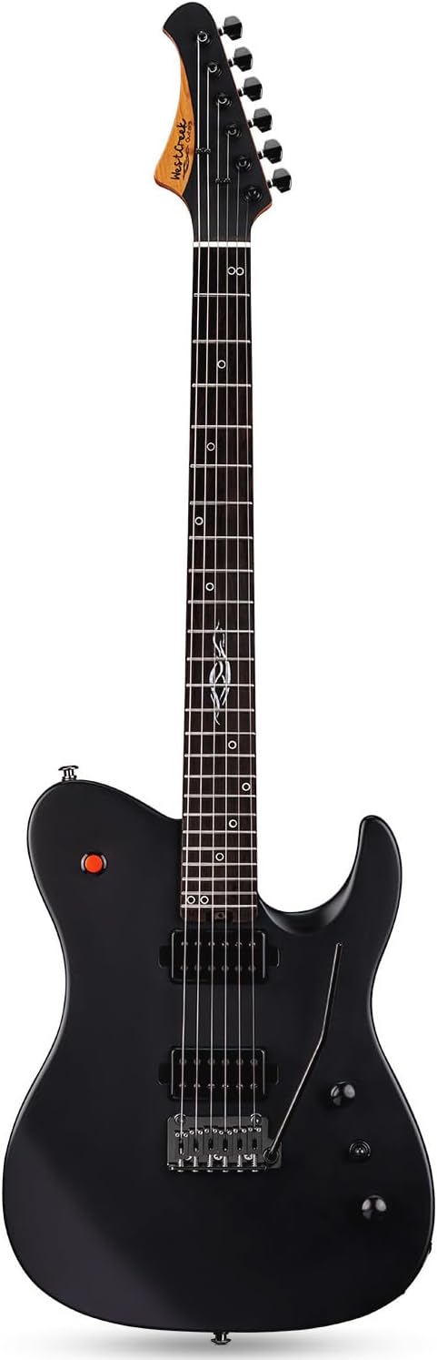 WestCreek Helyx Electric Guitar, Mahogany Body, Stainless Steel Frets, Roasted Maple Neck, Rosewood Fretboard, Bone Nut, 24 Frets (Matte Black)