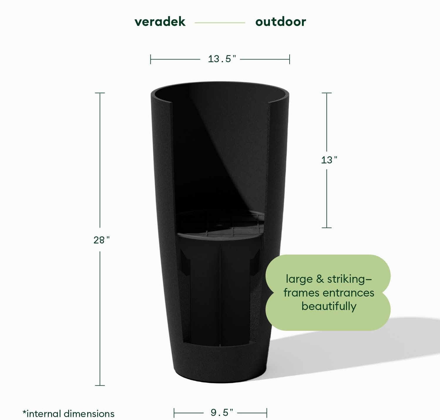 Veradek Mason Series Vega Planter - Round Tall Planter for Indoor or Outdoor Porch/Patio | Made from Plastic-Stone Composite with Drainage Holes | Modern Décor for, Flowers, Interior Plants
