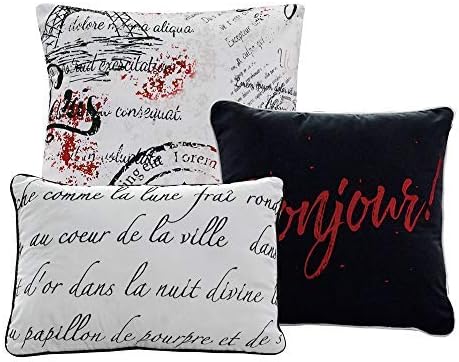 LinenTopia King Size Paris Bedding Comforter Set – Elegant 7-Piece Cozy Bed Set with Lightweight Comforter for Guestroom or Master Bed, Bedroom Décor Aesthetic, Easy to Clean, Black/Red Paris Design