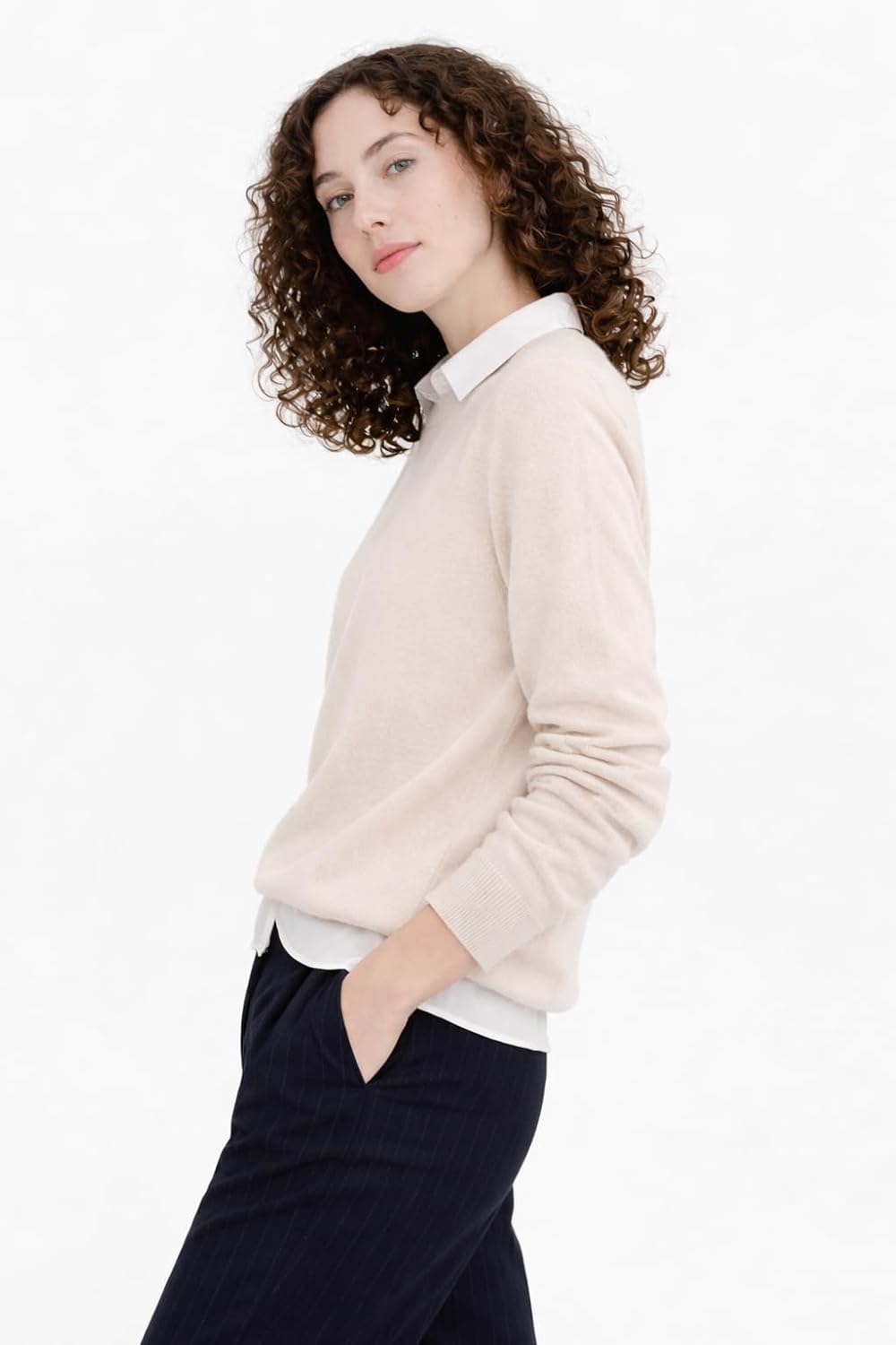 State Cashmere Women's Essential Crewneck Sweater 100% Pure Cashmere Classic Long Sleeve Pullover