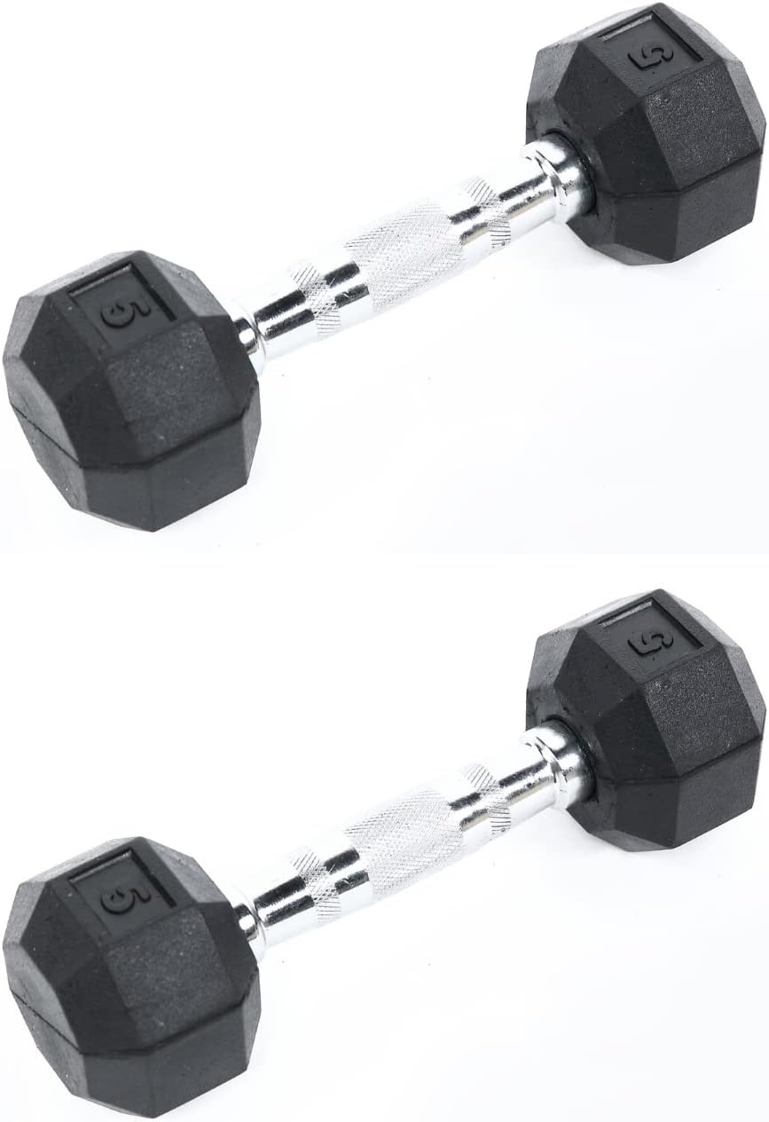 Ader Rubber Coated Hex Dumbbell Set 5-25 lbs