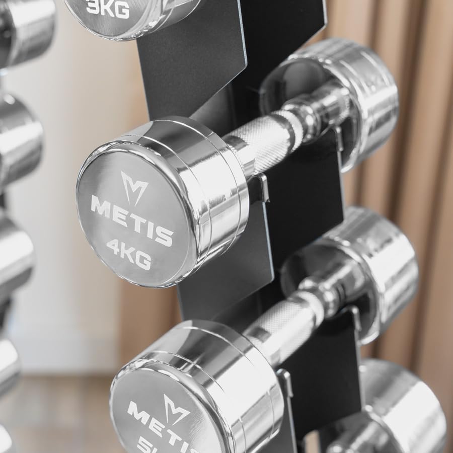 METIS Chrome Dumbbell Weights [Pair] - Pair of Dumbbell Hand Weights [2lb - 22lb] | Exercise & Fitness Dumbbells | Steel Weights Dumbbells Set | Strength Training Equipment