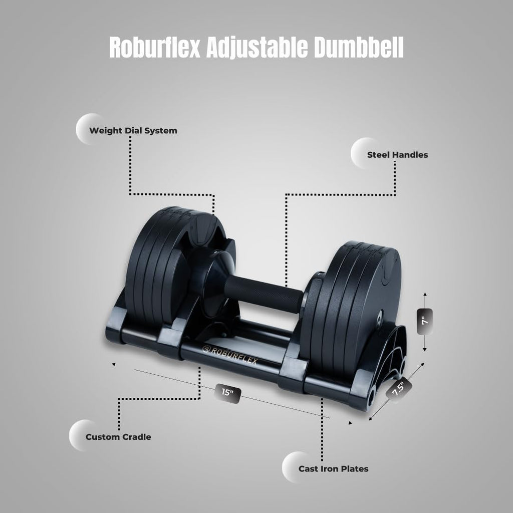 Adjustable Dumbbell (Single) 5-40/80lb, 5lb Increments, for Home Gym Fitness - Upto 20 weight settings